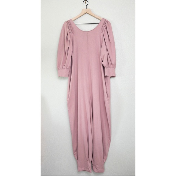 NWT FP Beach Jackie One Piece Jumpsuit M Smoked Roses Jumper Puff Sleeve - Picture 6 of 14